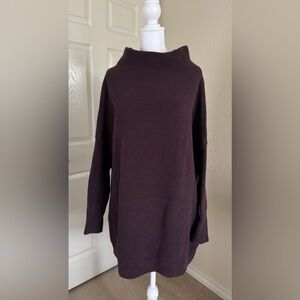 Free People Black Raisin Ottoman Slouchy Ribbed Tunic Sweater Med